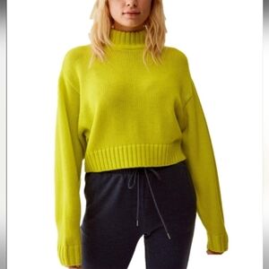 Aritzia Wilfred Free Heinen Sweater Merino wool lime yellow XS @z